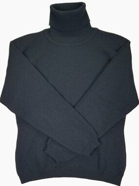 Vtg BP Made in Florence Merino Wool Turtleneck Sweater Women Large Black Knit